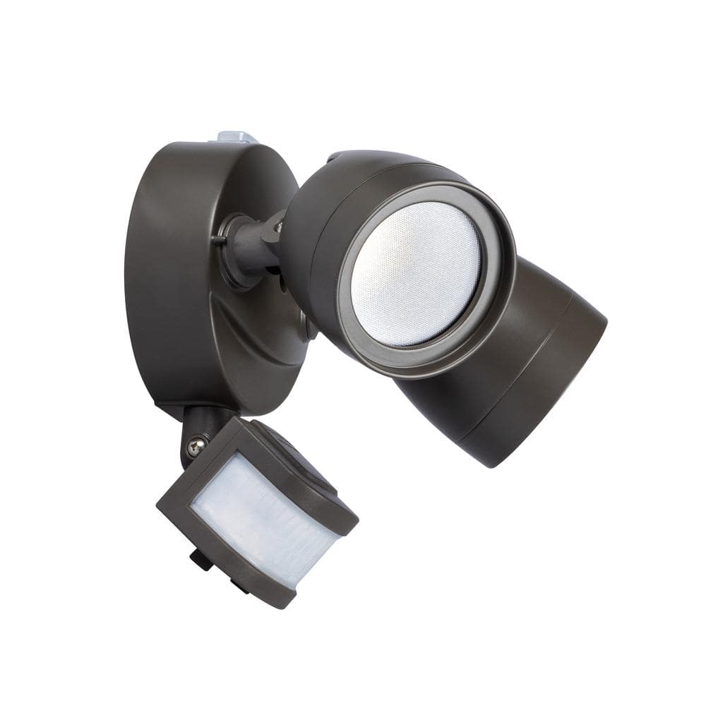 Bronze Motion Activated Twin Head LED Security Flood Light