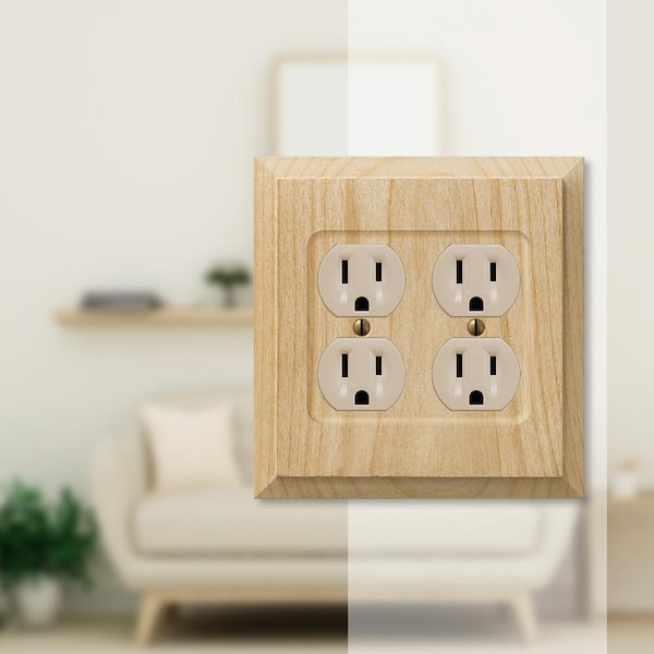 Cabin 2 Gang Duplex Wood Wall Plate - Unfinished