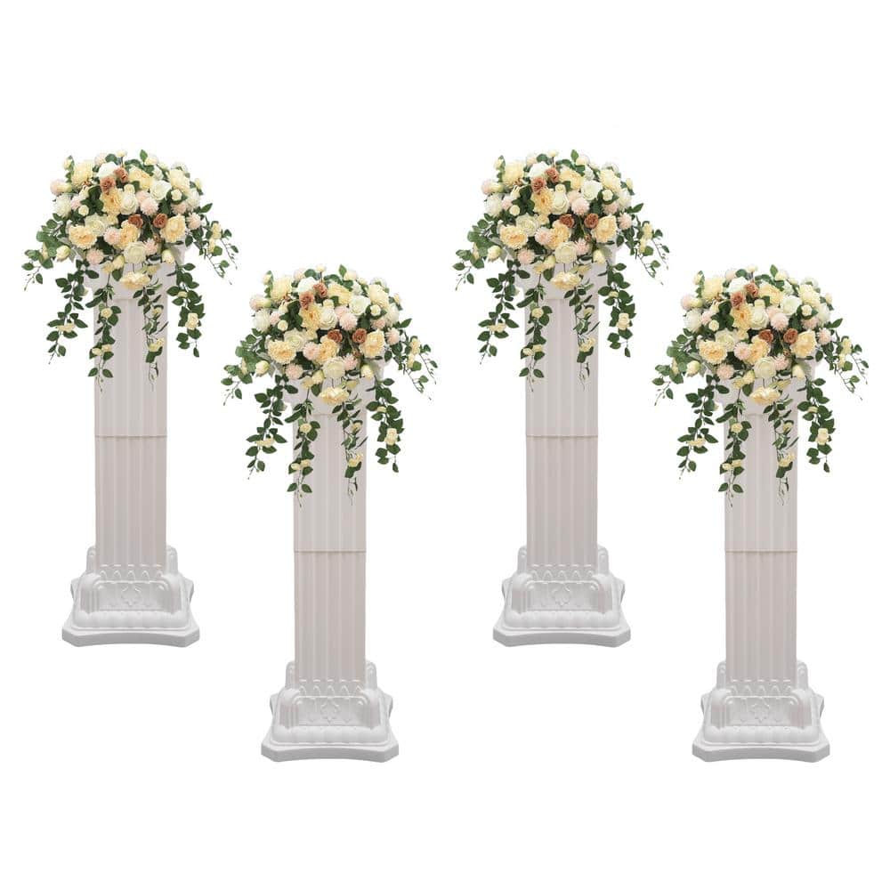 Elegant White Plastic Roman Decorative Columns for Weddings and Events, 35.43 in. Height (4-Pack)