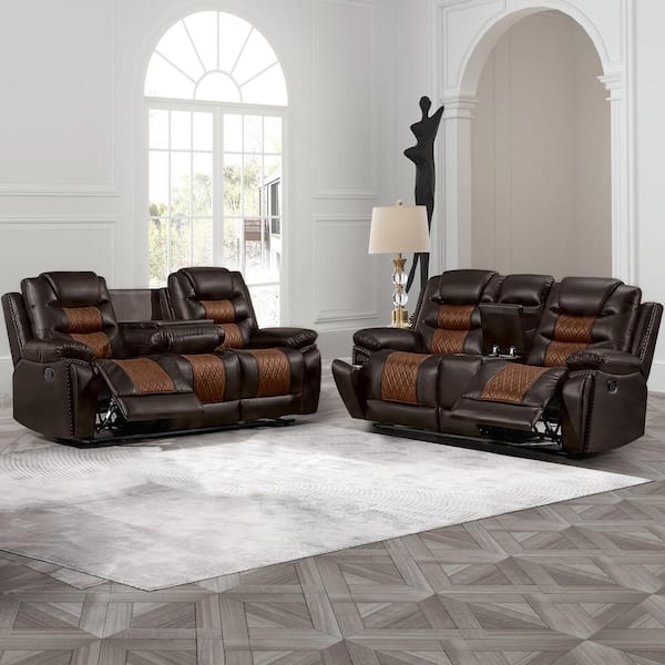 NEW CLASSIC HOME FURNISHINGS New Classic Furniture Nikko 2-piece Brown Faux Leather Manual Living Room Set