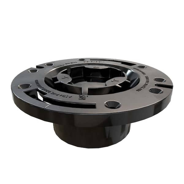 OATEY Fast Set 3 in. Outside Fit 4 in. Inside Fit ABS Open Hub Toilet Flange with Test Cap and Plastic Ring