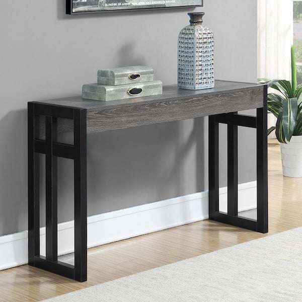 Convenience Concepts Monterey 50 in. Weathered Gray/Black Standard Rectangle Wood Entryway Hall Console Table/Desk