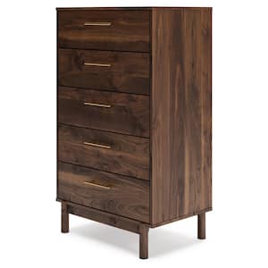 Calverson Brown 5 Drawer 29.88 in. Chest of Drawers