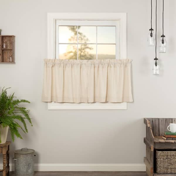 VHC BRANDS Simple Life Flax 36 in. W x 24 in. L Light Filtering Tier Window Panel in Natural Creme Pair