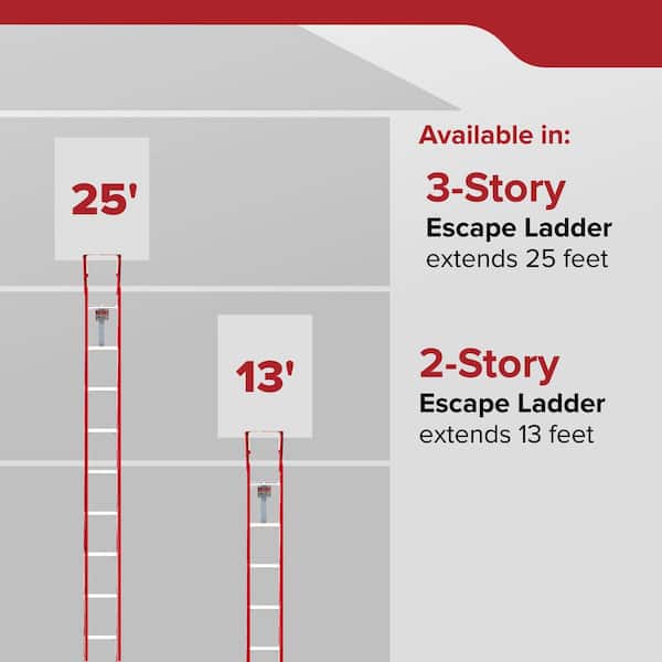 2-Story Fire Escape Ladder, 13 ft. Long, 1000 lb. Load Capacity, Tangle-Free Deployment and Quick Attach