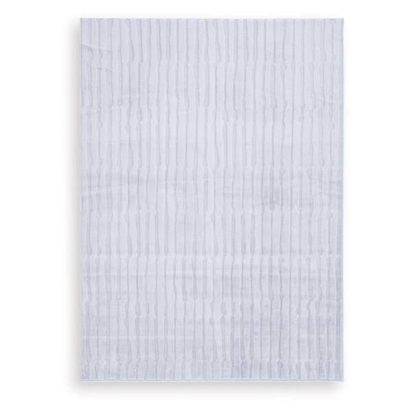 Worthley 5 ft. x 7 ft. Light Blue Striped Washable Area Rug