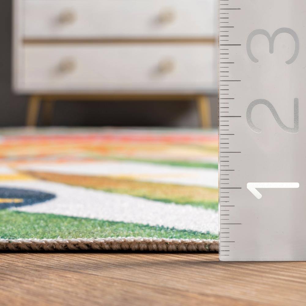 Amelia Multicolor Tropical Washable Rectangular Area Rug, 5' x 8'