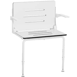Silhouette Comfort Plus Heavy-Duty Folding Wall Mount Shower Bench Seat, White Seat with White Frame