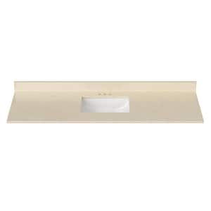 67 in. W x 22 in. D Cultured Marble Rectangular Undermount Single Basin Vanity Top in Winter Snow