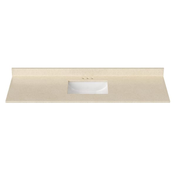 J COLLECTION 67 in. W x 22 in. D Cultured Marble Rectangular Undermount Single Basin Vanity Top in Winter Snow
