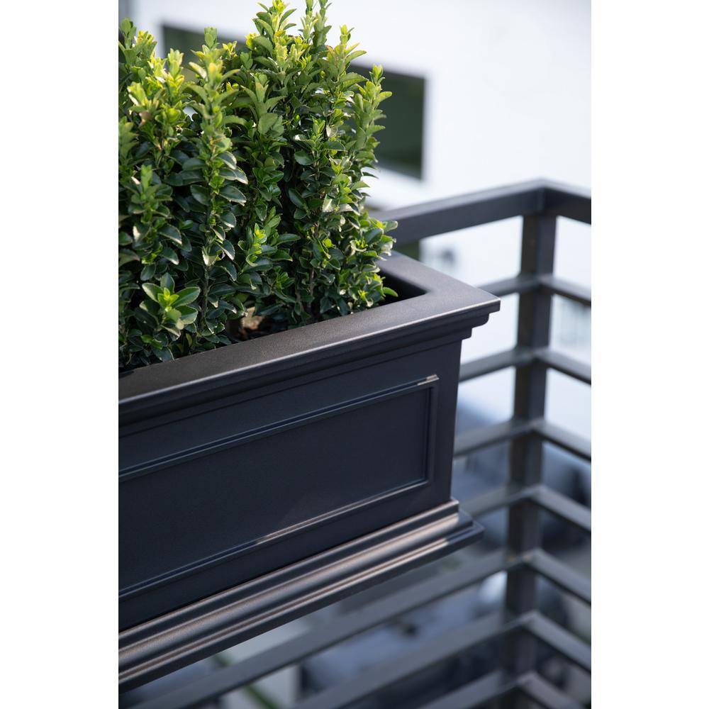 Estate-Inspired Brixton Black Railing Planter, 36" Recycled Plastic