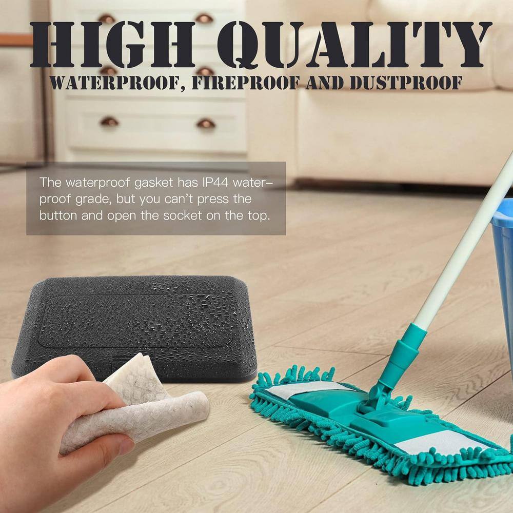 Black Pop-Up Floor Outlet Kit with USB Ports and Wall Plate
