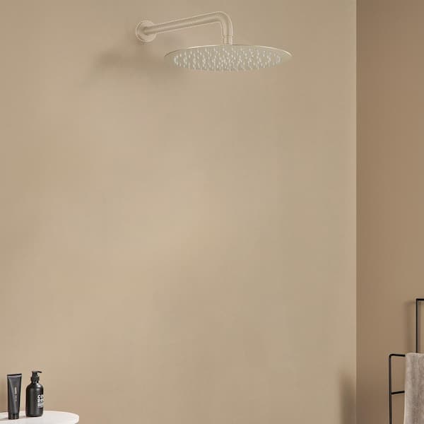 1-Spray Pattern with 2.5-GPM Round 10 in. Ceiling Mount Rain Fixed Shower Head in Brushed Nickel
