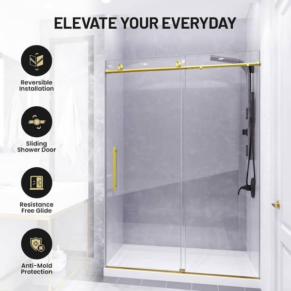 ANZZI Mountain 48 in. Reversible Frameless Sliding Glass Shower