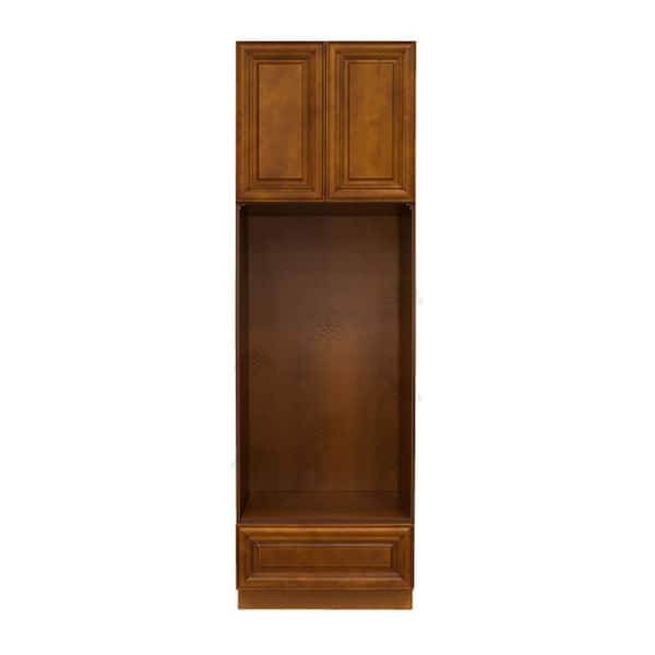 LIFEART CABINETRY Cambridge Assembled 30 in. x 90 in. x 24 in. Double Oven Cabinet in Chestnut