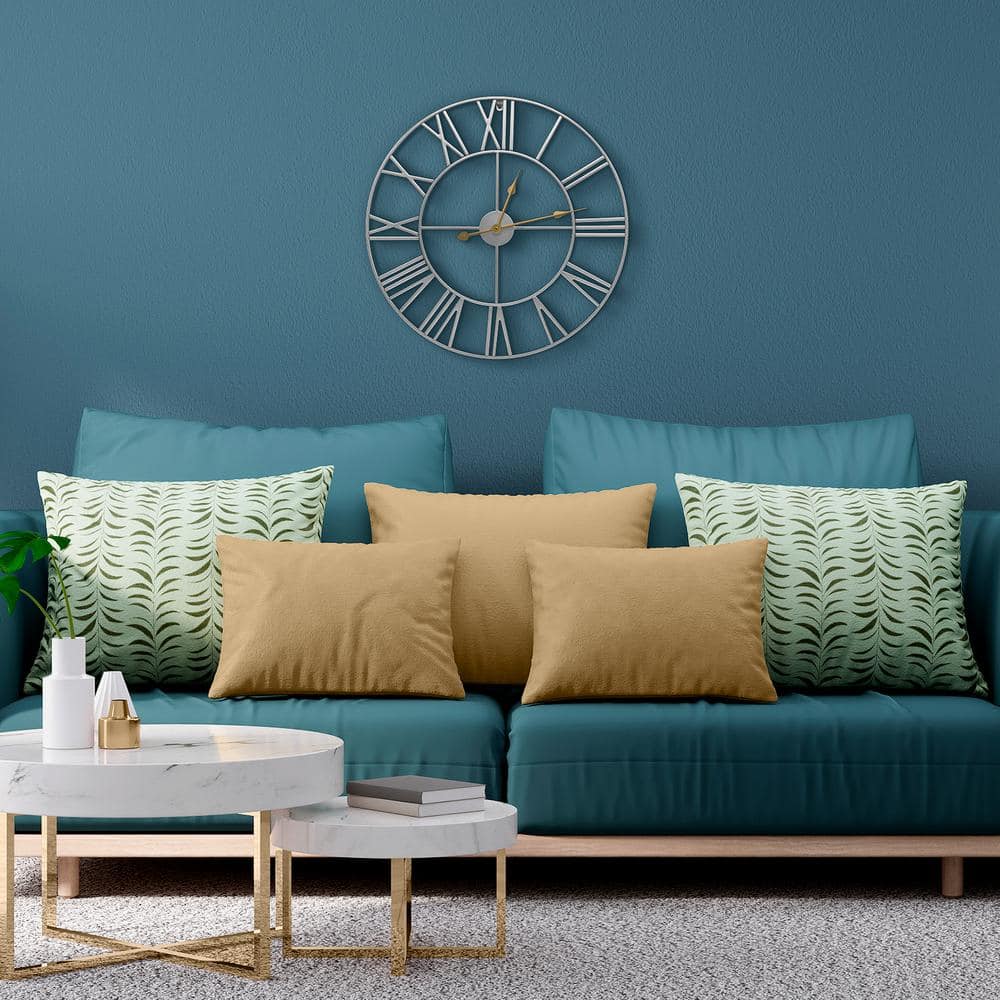 Oversized Silver Metal Roman Numeral Wall Clock