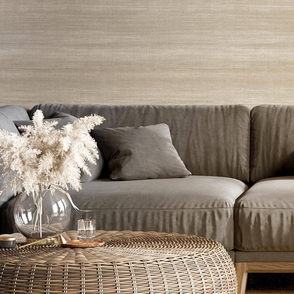 Brown Linen Effect Non-Pasted Washable Wallpaper Roll