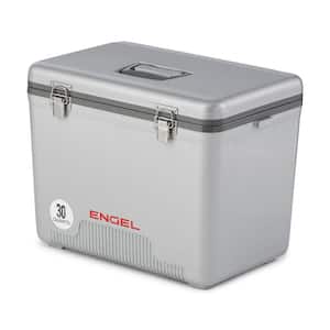 30 qt. 48 Can Leak-Proof Compact Insulated Airtight Drybox Cooler, Silver