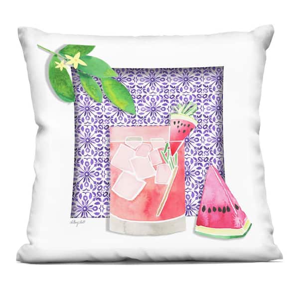 Stupell Industries Mediterranean Watermelon Drink Purple Abstract Polyester 18 in. x 18 in. Throw Pillow