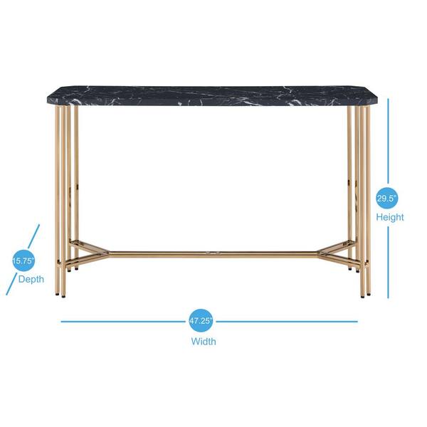 Steve Silver Daxton 47.25 in. Black Rectangle Faux Marble Console