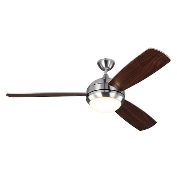 Generation Lighting Discus Trio Max 58 in. Integrated LED Brushed Steel Ceiling Fan