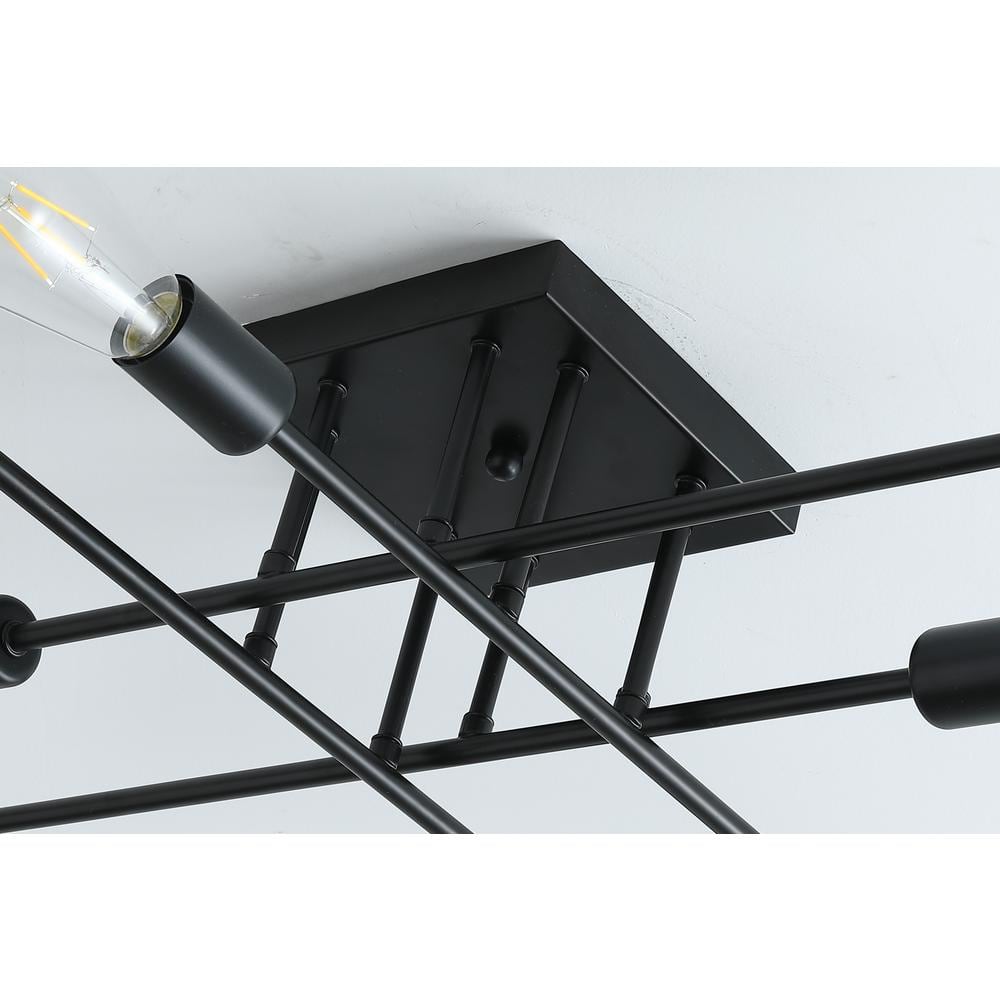 Black Iron 8-Light Modern Linear Sputnik Chandelier