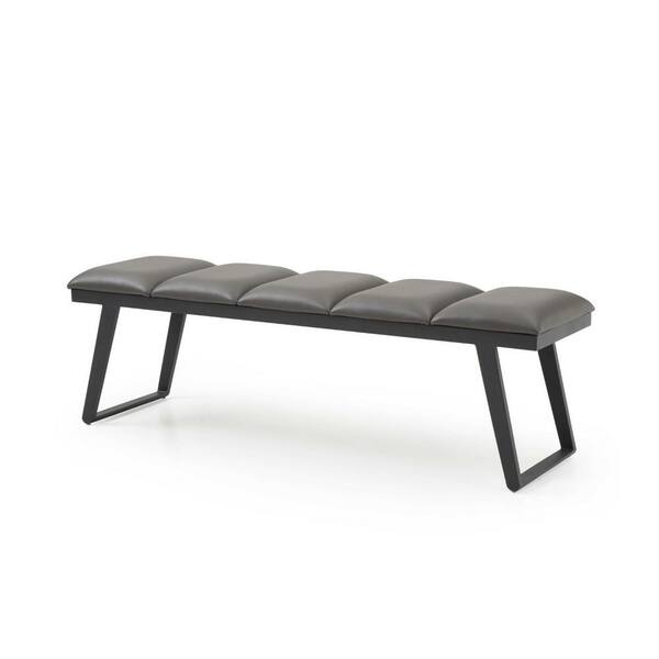 Dark Grey Faux Leather Bench, Faux Leather Benches