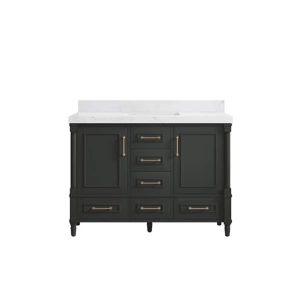 Willow Collections Hudson 48 in. Single Sink Freestanding Black Top Bath Vanity with Empira White Qt. Top Unassembled