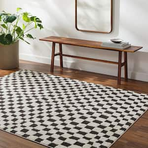 Freud Black/Cream 5 ft. x 7 ft. Checkered Indoor Area Rug