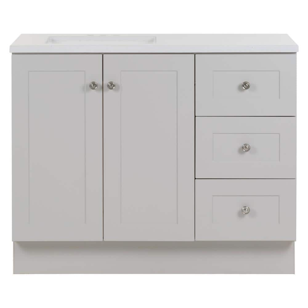 Glacier Bay Bannister 42 5 In W X 19 In D X 35 In H Single Sink Bath Vanity In Pearl Gray