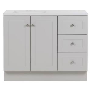 Bannister 42.5 in. W x 18.75 in. D Bath Vanity in Pearl Gray with Cultured Marble Top in Colorpoint White with Sink