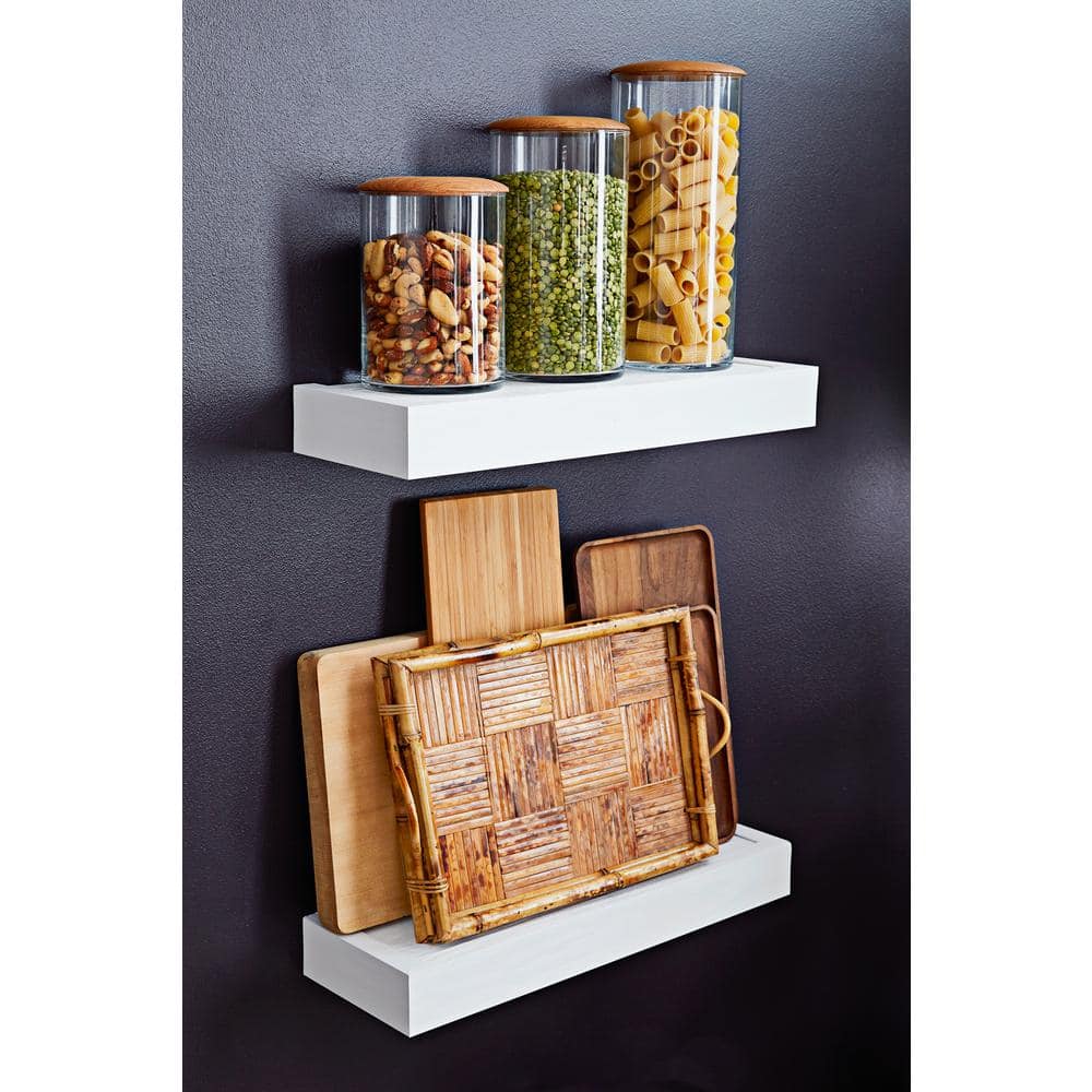 24" Classic White Solid Composite Floating Wall Shelf