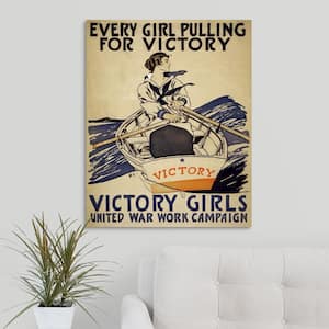 "Every Girl Pulling For Victory - Vintage Propaganda Poster" by Vintage Apple Collection Canvas Wall Art