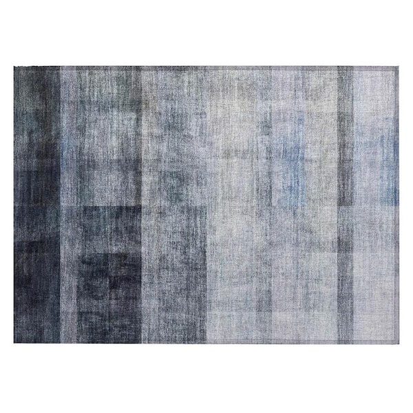 HomeRoots Navy and Gray 2 ft. x 3 ft. Woven Solid Color Rectangle Indoor/Outdoor Area Rug