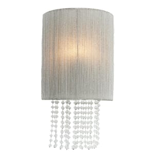 Crystal Reign 10 in. 1-Light Polished Nickel Contemporary Wall Sconce with Crystal Bead Shade