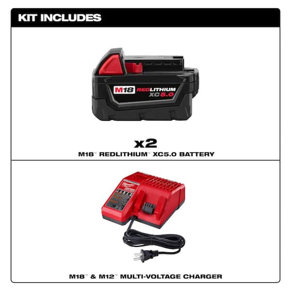 M18 18-Volt Lithium-Ion XC Starter Kit with Two 5.0Ah Batteries and Charger