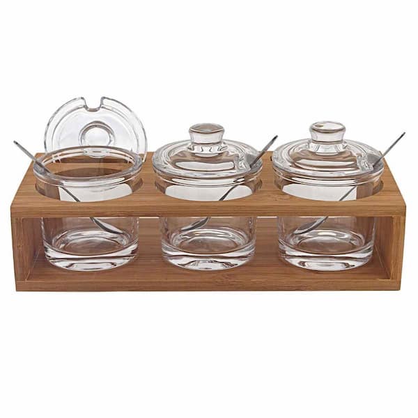HomeRoots Amelia 5 in. W x 6 in. H x 12 in. D Novelty Clear Glass Kitchen Canisters and Jars (Set of 3)