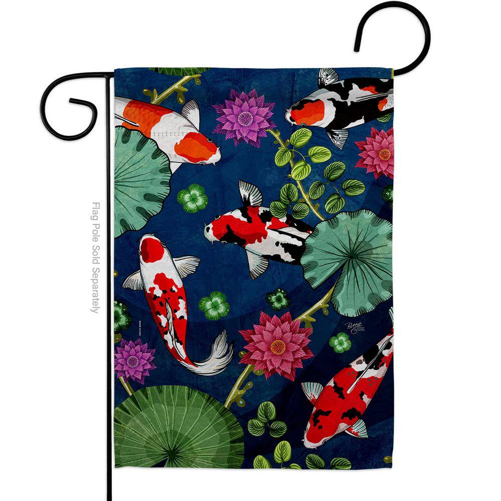 Breeze Decor 13 in. x 18.5 in. Koi Pond Sea Creatures Garden Flag  Double-Sided Animals Decorative Vertical Flags HDG157077-BO