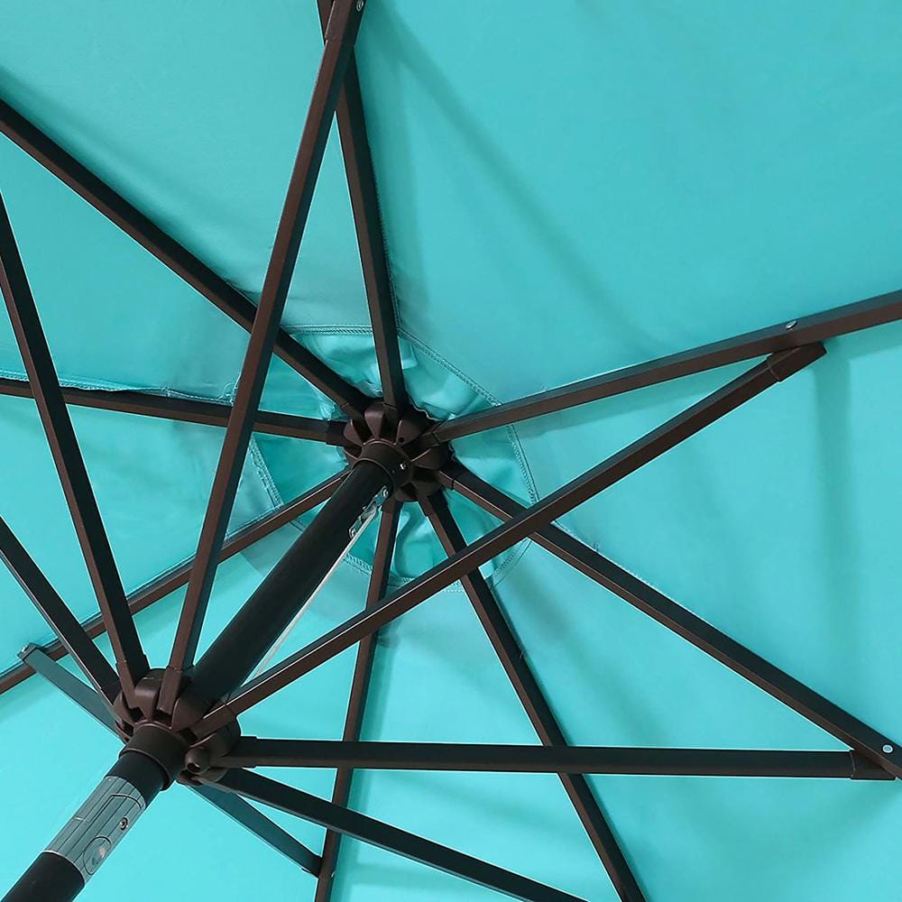 Turquoise 9-Foot Steel Patio Umbrella with Bronze Base