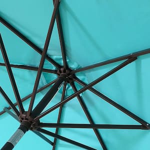Peyton 9 ft. Market Patio Umbrella in Turquoise with Bronze Round Base