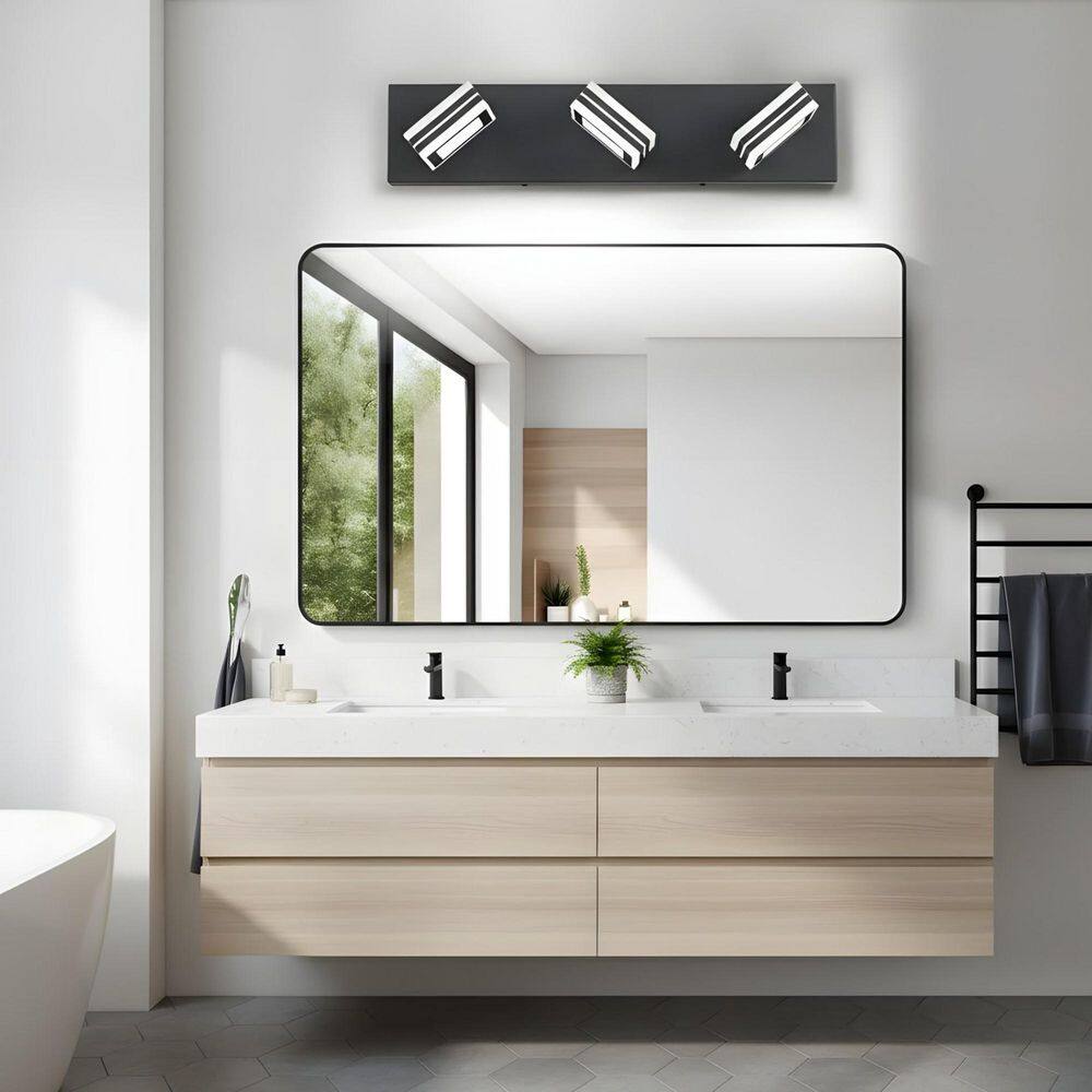 19.7 in. 3-Light Black LED Vanity Light with Dimmable 6000K Light price history on PriceWatchPro