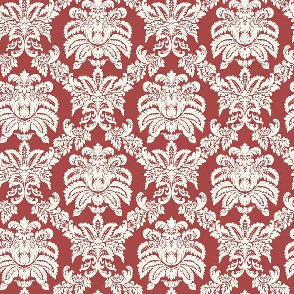 The Wallpaper Company 56 sq. ft. Red Sweeping Damask Wallpaper-DISCONTINUED