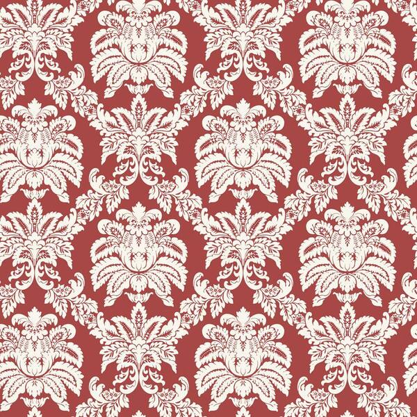 The Wallpaper Company 8 in. x 10 in. Red Sweeping Damask Wallpaper Sample-DISCONTINUED