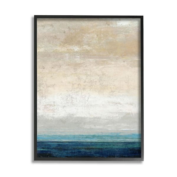 The Stupell Home Decor Collection Distressed Ocean Landscape Abstract Design by Suzanne Nicoll Framed Abstract Art Print 30 in. x 24 in.