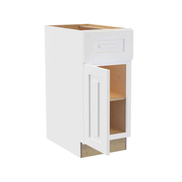 Grayson 12 in. W x 24 in. D x 34.5 in. H Assembled Plywood Base Kitchen Cabinet in Pacific White with Soft Close LH