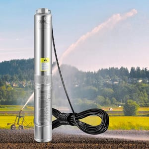 Deep Well Submersible Pump 1 hp. 115-Volt 37 GPM 207 ft. Head Water Pump IP68 with 33 ft. Cord for Industrial Irrigation