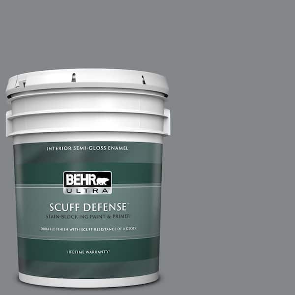 BEHR ULTRA 5 gal. #N500-5 Magnetic Gray color Extra Durable Semi-Gloss Enamel Interior Paint & Primer