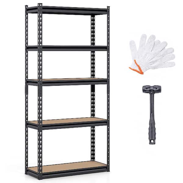 1 Piece 60 in. H x 30 in. W x 12 in. D 5-Tier Garage Shelving Unit 2200 lbs. Metal Storage Shelves in Black