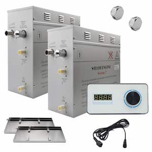 Superior Encore 18kW Steam Bath Generator, Self-Draining with Horizontal Digital Keypad in White and 2 Drip Pans