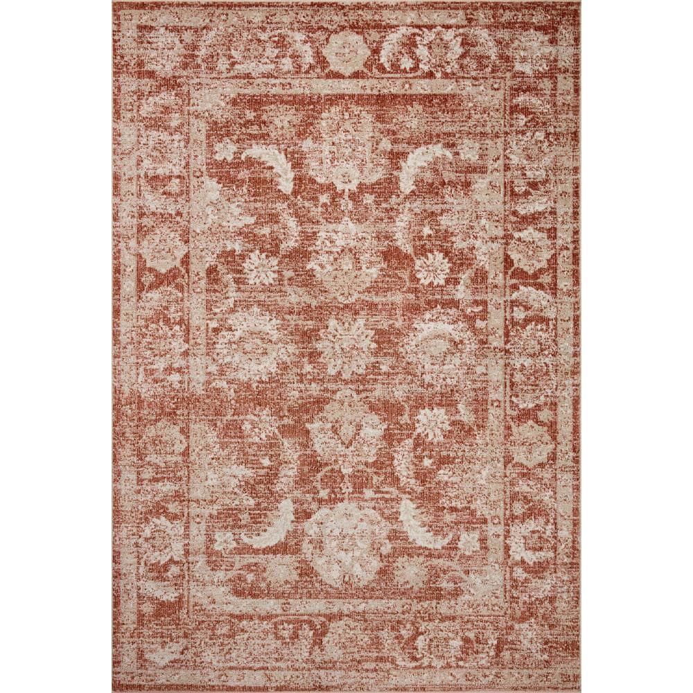 Odette Rust and Ivory Synthetic Rectangular Accent Rug
